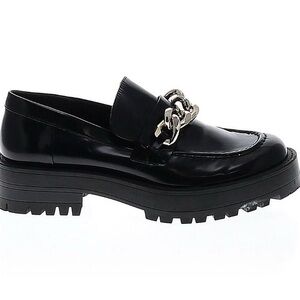 Black Zara Loafers with Gold Chain